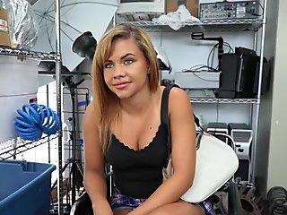 Gorgeous slut gets pussy fucked hard against horny directors desk